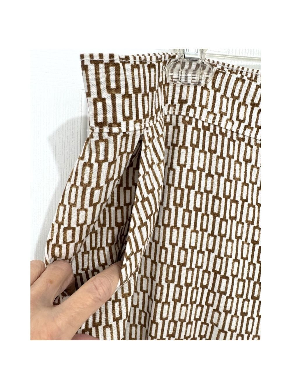 Dash Womens XL Linen Blend Pants Wide Leg Pants Casual Brown White Geometric - Picture 4 of 7